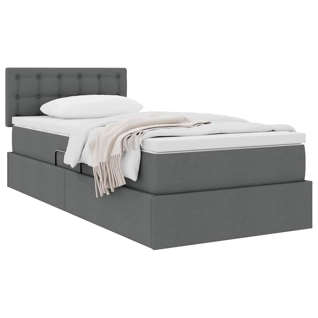 Lit avec rangement et matelas Gris foncé 90 x 200 cm Velours - XIOS