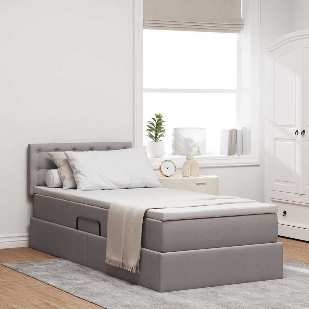 Lit avec rangement et matelas avec matelas Taupe 90 x 200 cm - XIOS