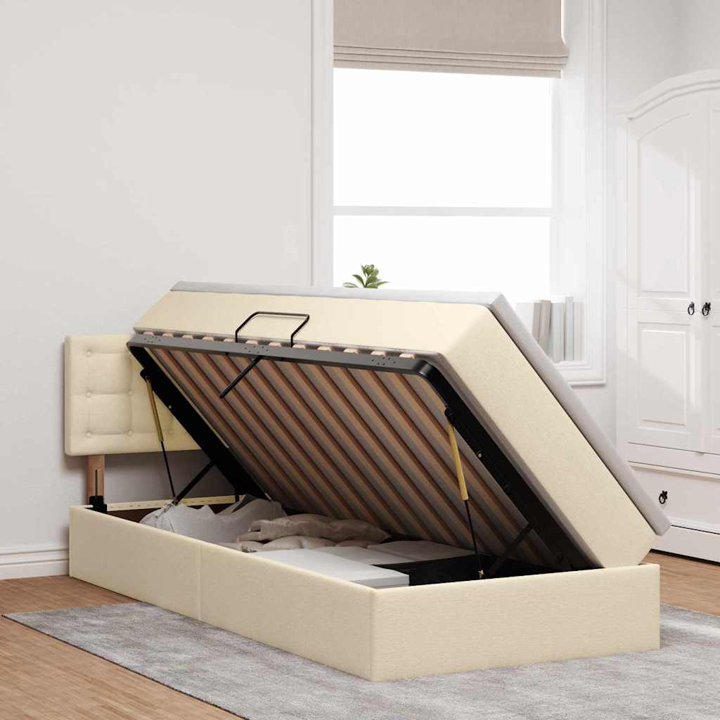 Lit avec rangement et matelas avec matelas Crème 90 x 200 cm - XIOS