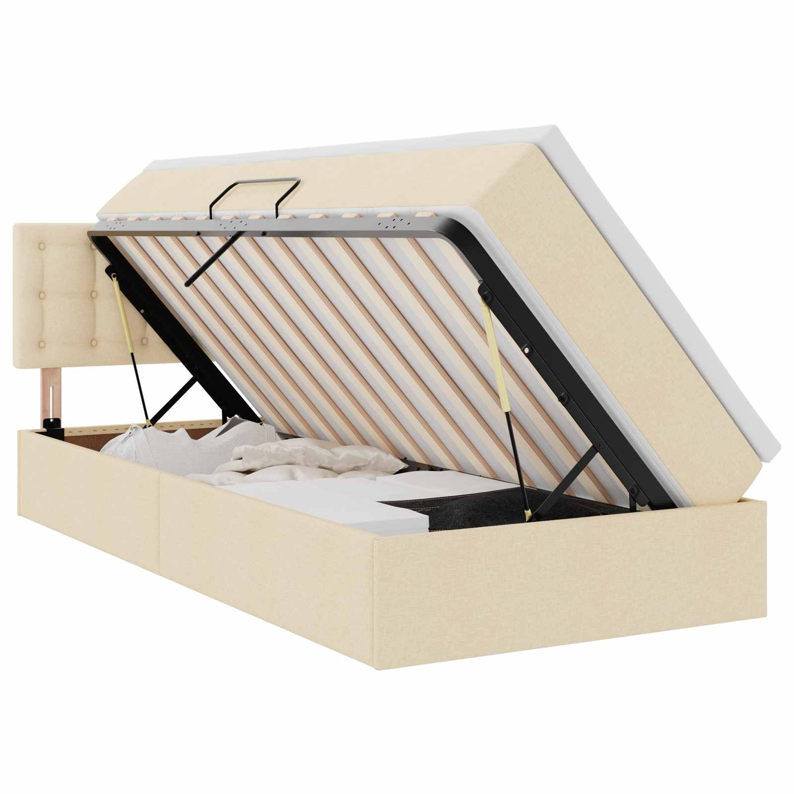 Lit avec rangement et matelas avec matelas Crème 90 x 200 cm - XIOS