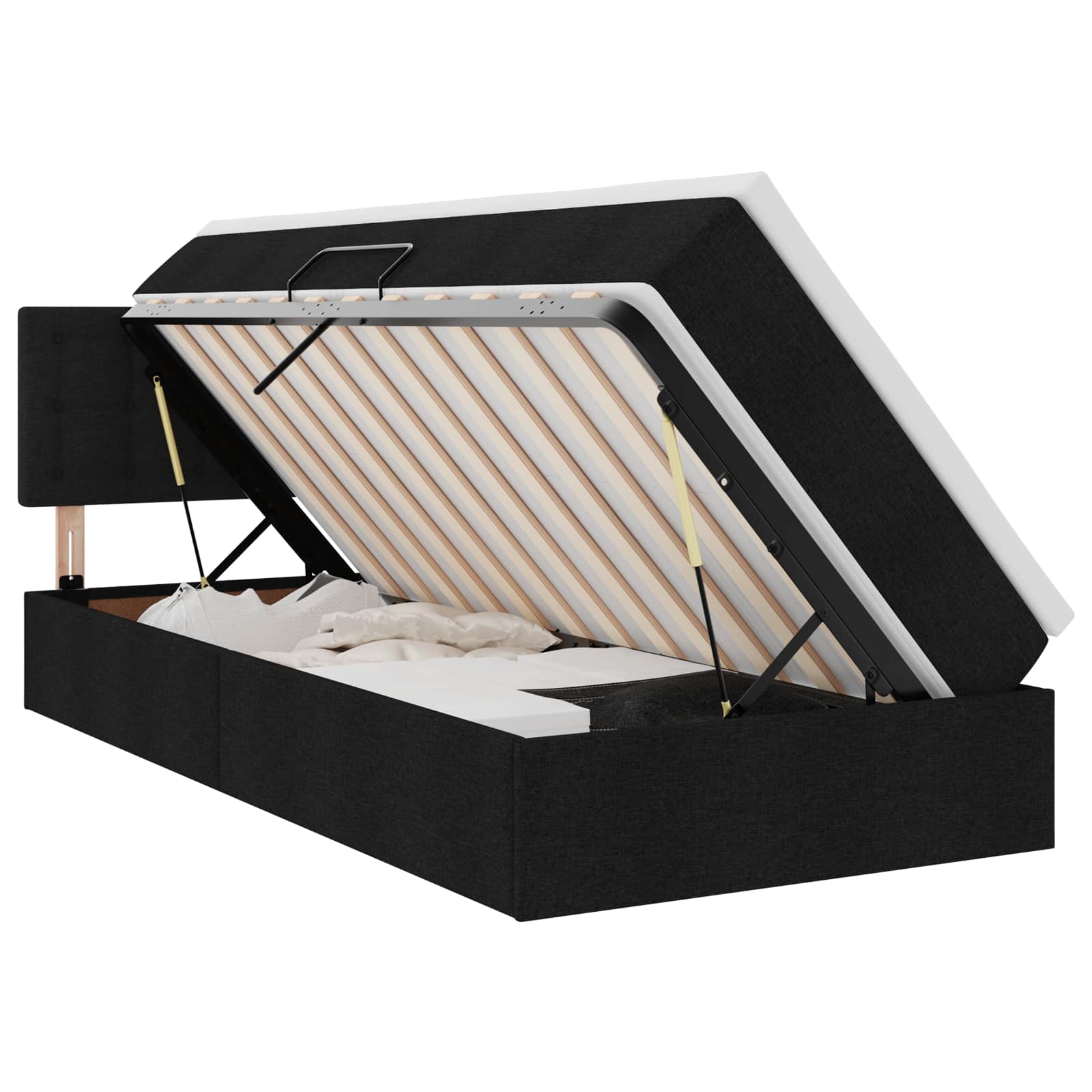 Lit avec rangement et matelas Noir 100 x 200 cm Velours - XIOS