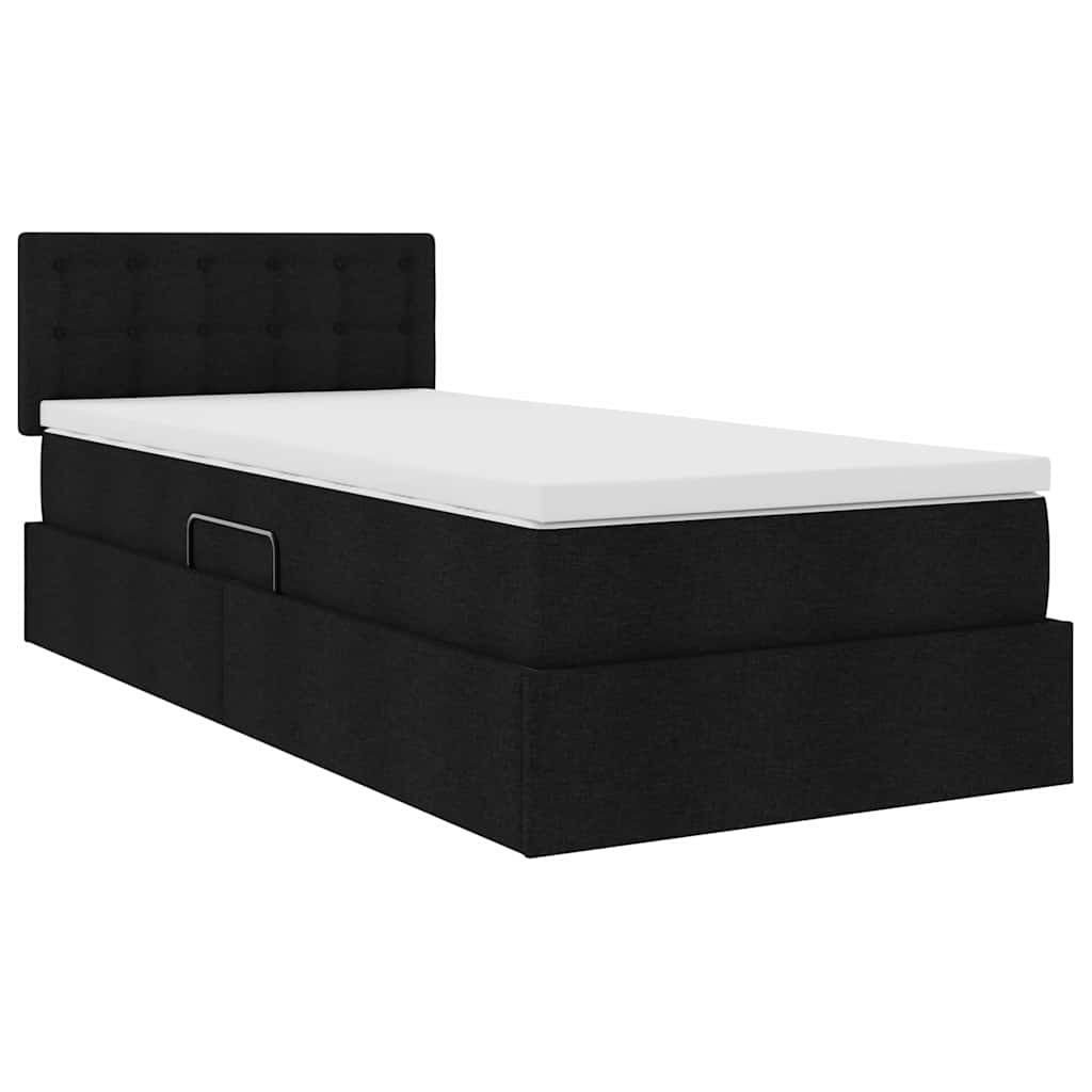 Lit avec rangement et matelas Noir 100 x 200 cm Velours - XIOS
