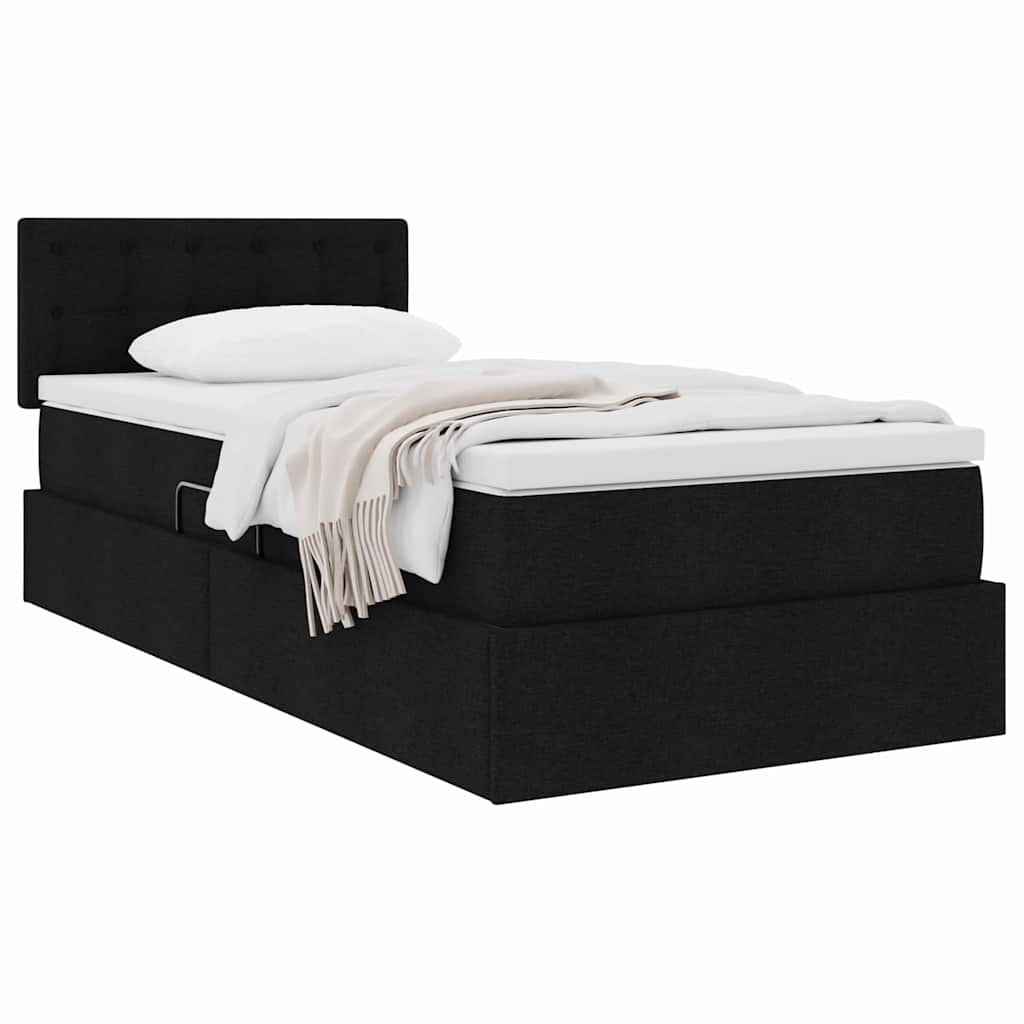 Lit avec rangement et matelas Noir 100 x 200 cm Velours - XIOS