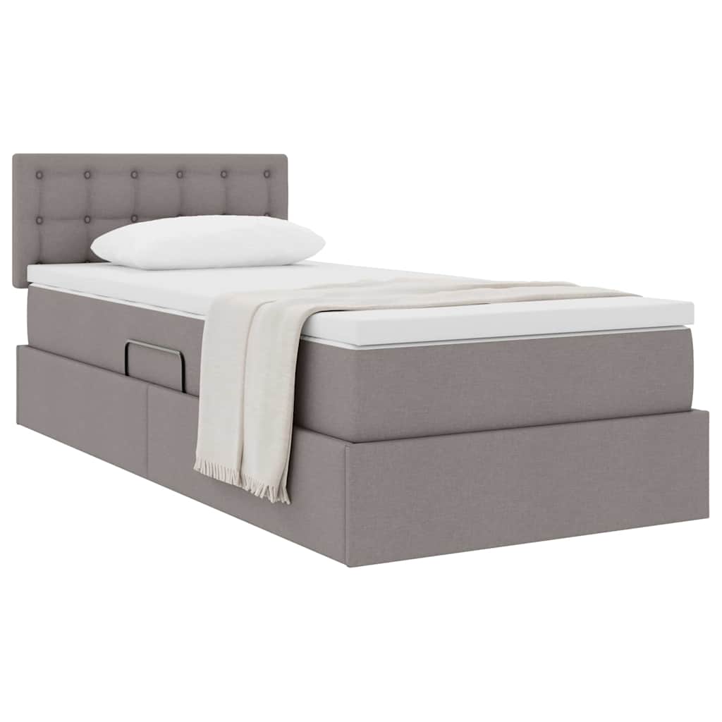 Lit avec rangement et matelas avec matelas Taupe 100 x 200 cm - XIOS