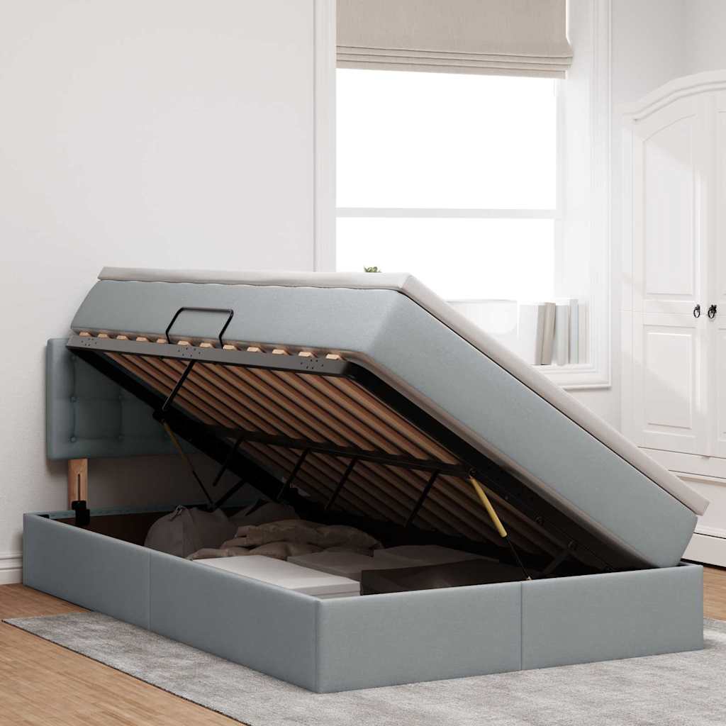 Lit avec rangement et matelas Gris clair 120 x 200 cm Velours - XIOS