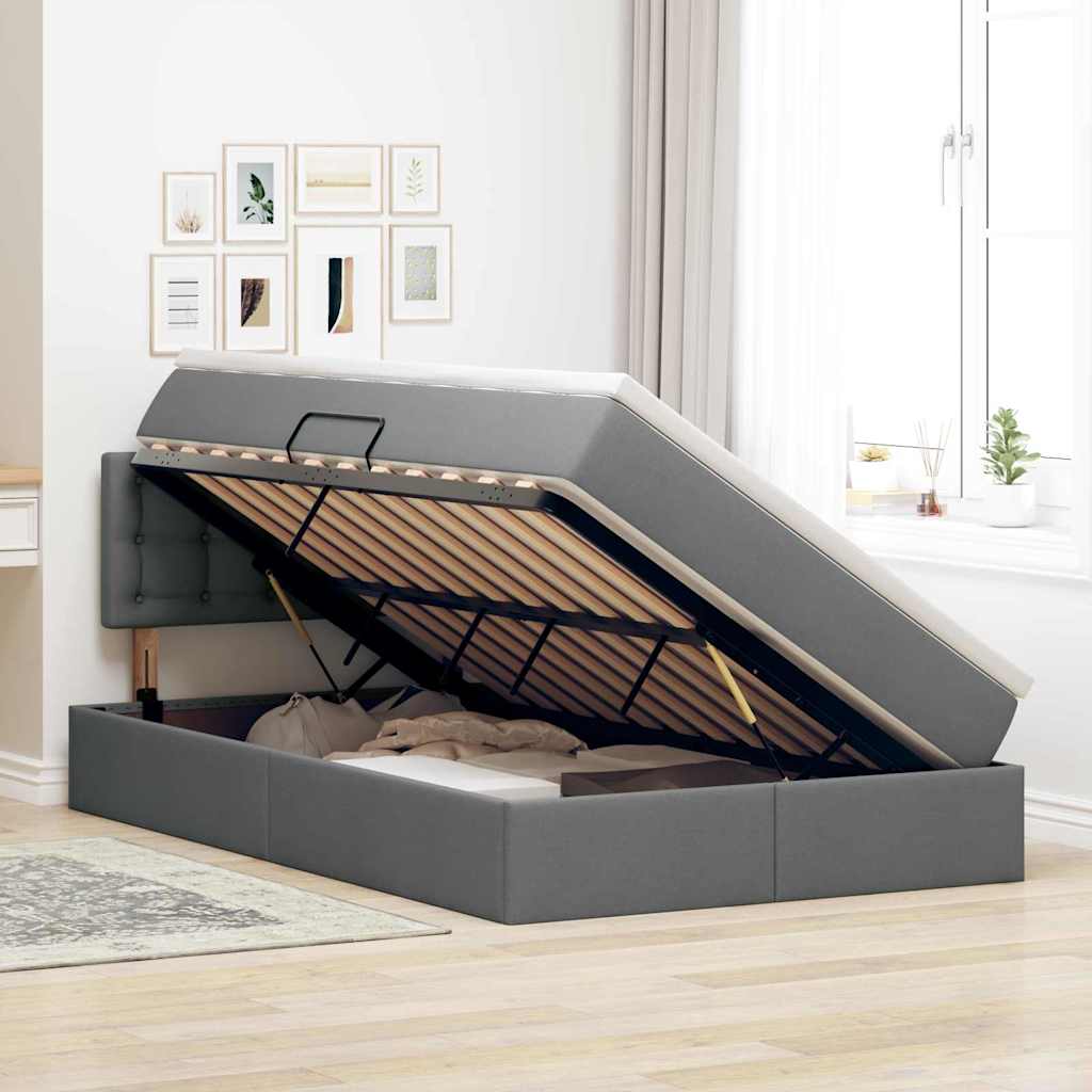 Lit avec rangement et matelas Gris foncé 120 x 200 cm Velours - XIOS