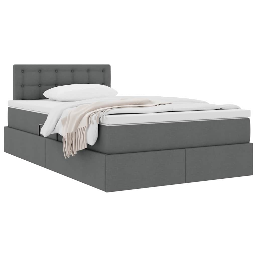 Lit avec rangement et matelas Gris foncé 120 x 200 cm Velours - XIOS