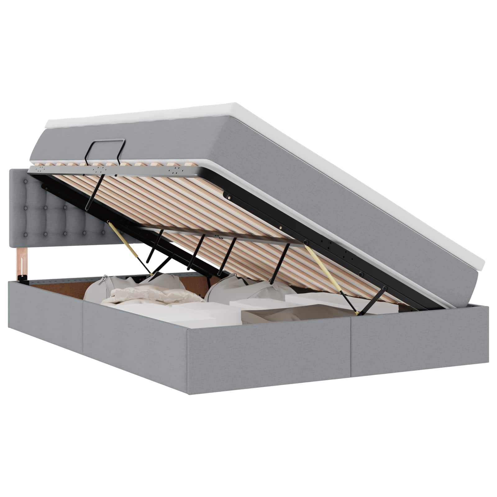 Lit avec rangement et matelas Gris clair 140 x 200 cm Velours - XIOS