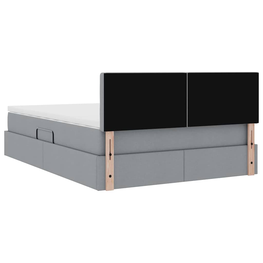 Lit avec rangement et matelas Gris clair 140 x 200 cm - XIOS