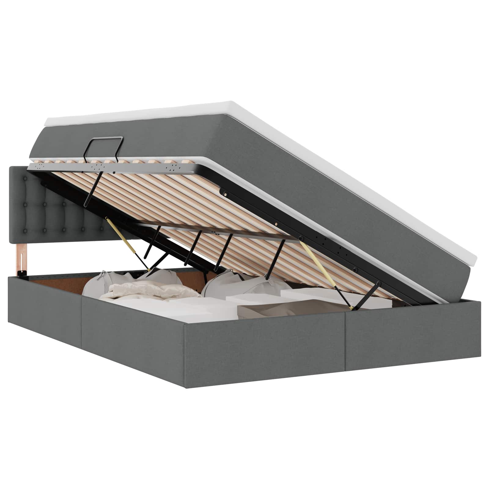 Lit avec rangement et matelas Gris foncé 140 x 200 cm Velours - XIOS