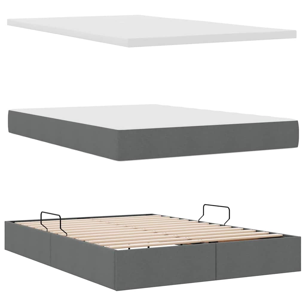 Lit avec rangement et matelas Gris foncé 140 x 200 cm Velours - XIOS