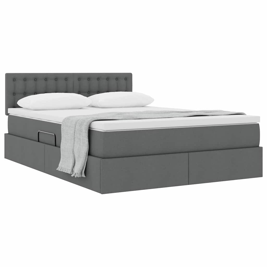 Lit avec rangement et matelas Gris foncé 140 x 200 cm Velours - XIOS