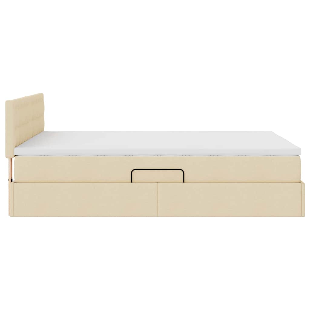 Lit avec rangement et matelas Crème 140 x 200 cm Velours