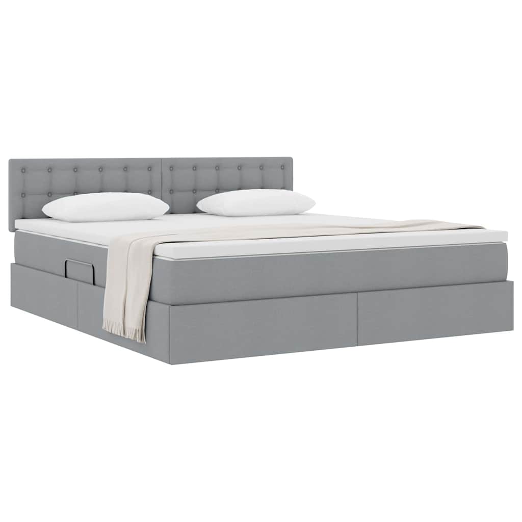 Lit avec rangement et matelas Gris clair 160 x 200 cm - XIOS