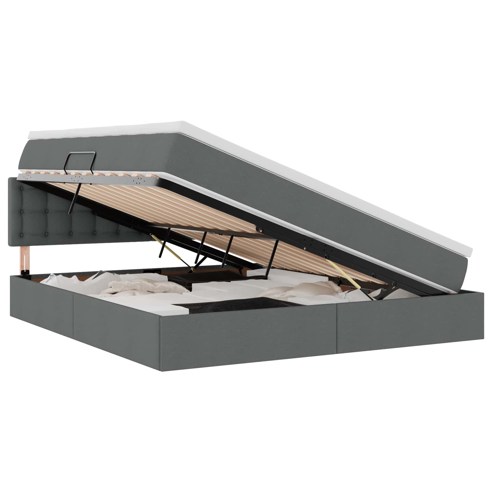 Lit avec rangement et matelas Gris foncé 160 x 200 cm - XIOS