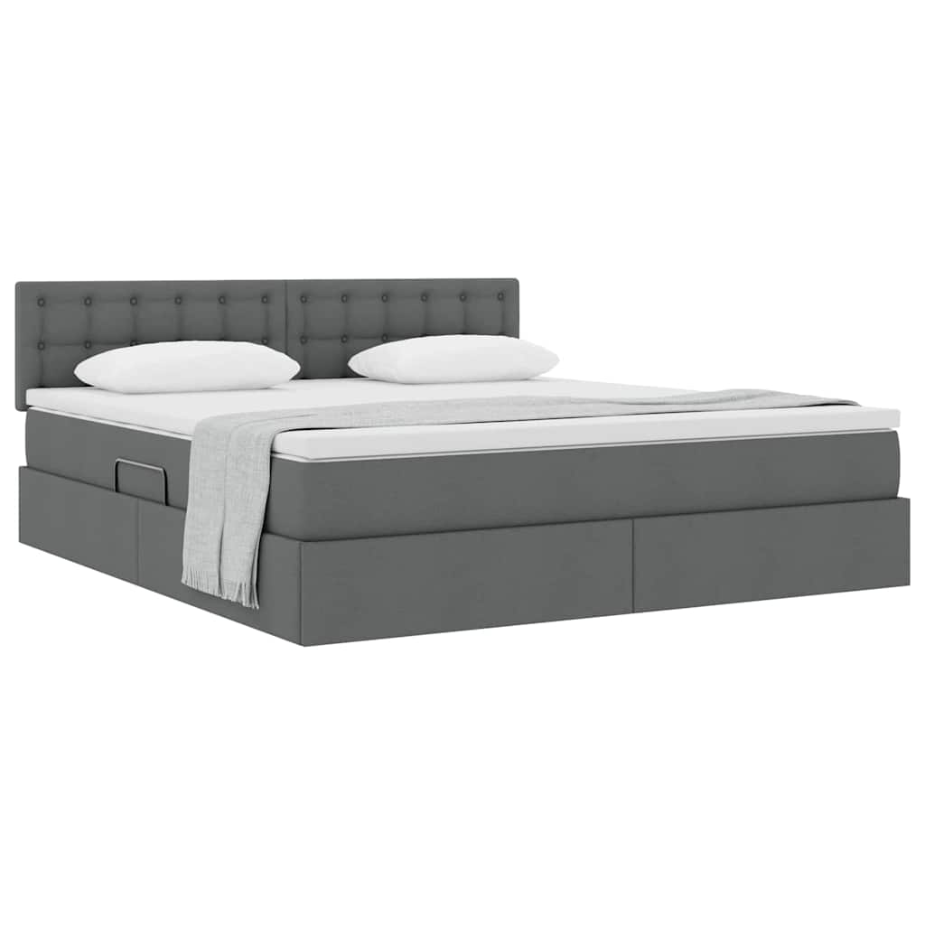 Lit avec rangement et matelas Gris foncé 160 x 200 cm - XIOS