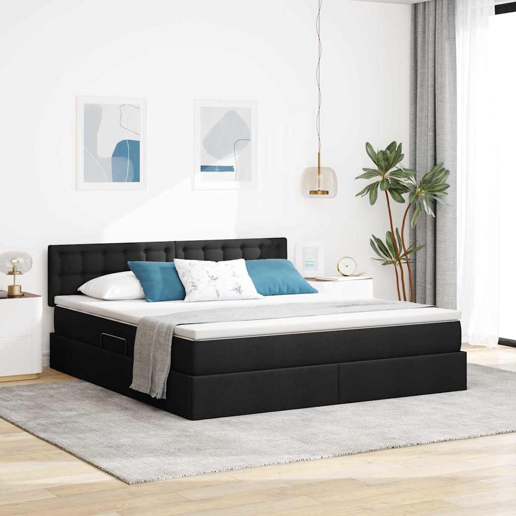 Lit avec rangement et matelas avec matelas Noir 160 x 200 cm - XIOS
