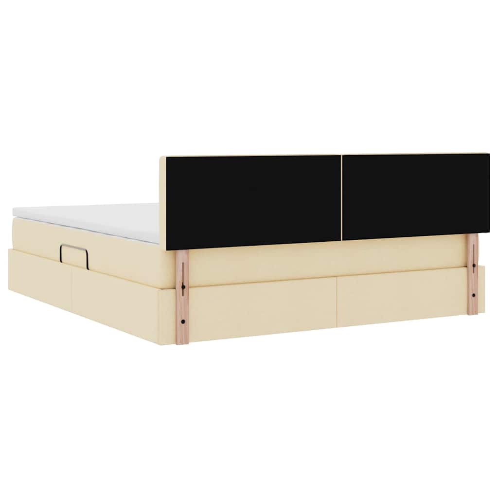 Lit avec rangement et matelas avec matelas Crème 160 x 200 cm - XIOS