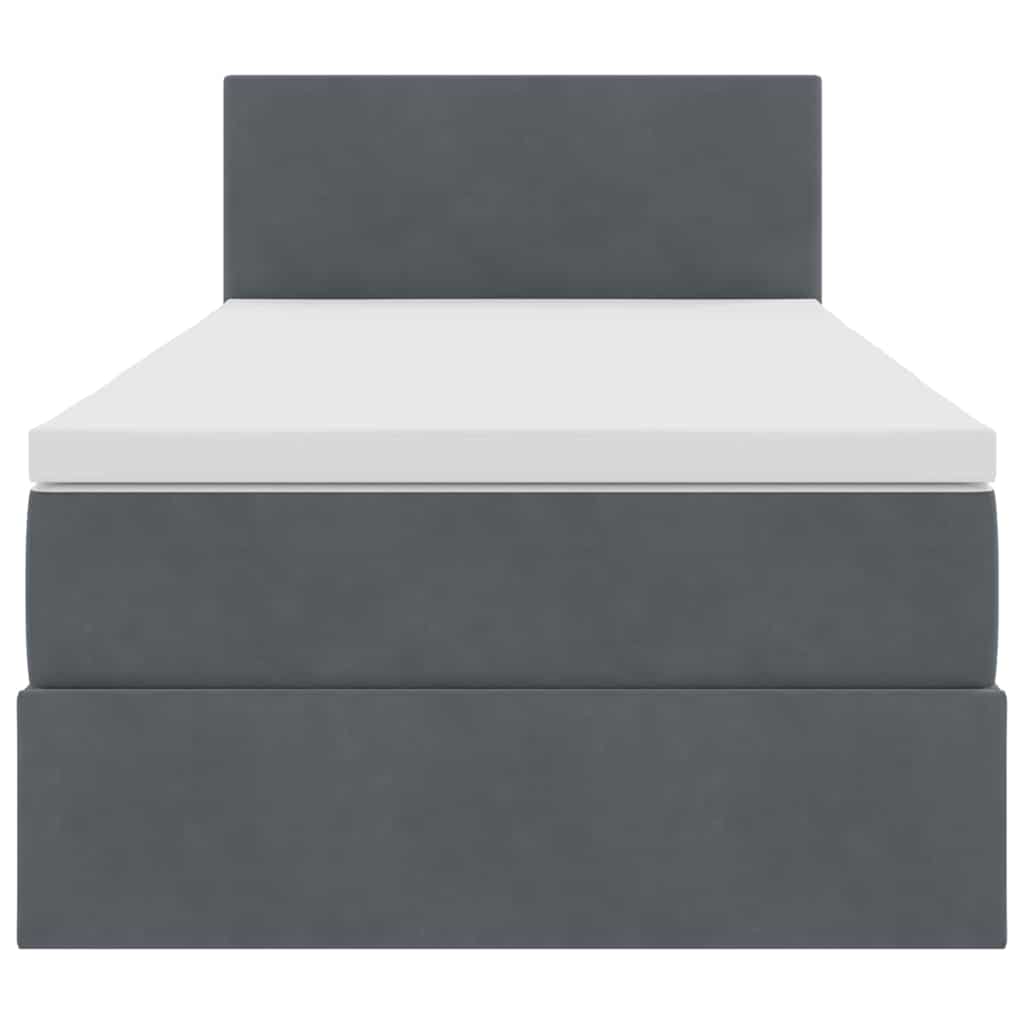 Lit de Rangement avec matelas Gris foncé 90 x 190 cm Velours - XIOS