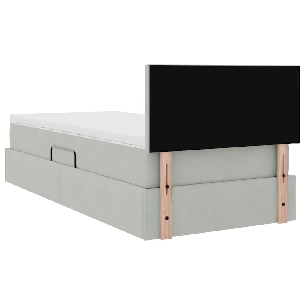 Lit de Rangement avec matelas Gris clair 90 x 200 cm Velours - XIOS