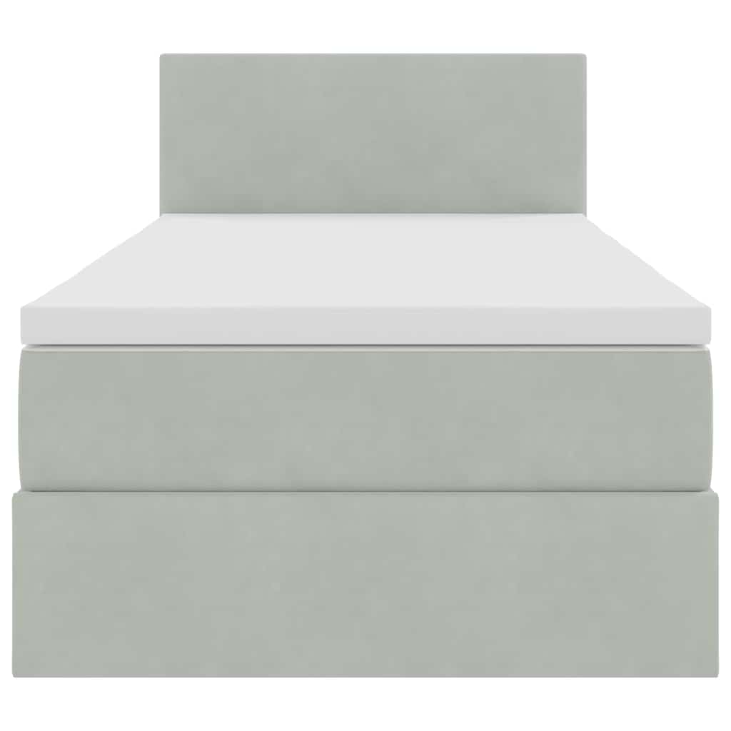 Lit de Rangement avec matelas Gris clair 90 x 200 cm Velours - XIOS