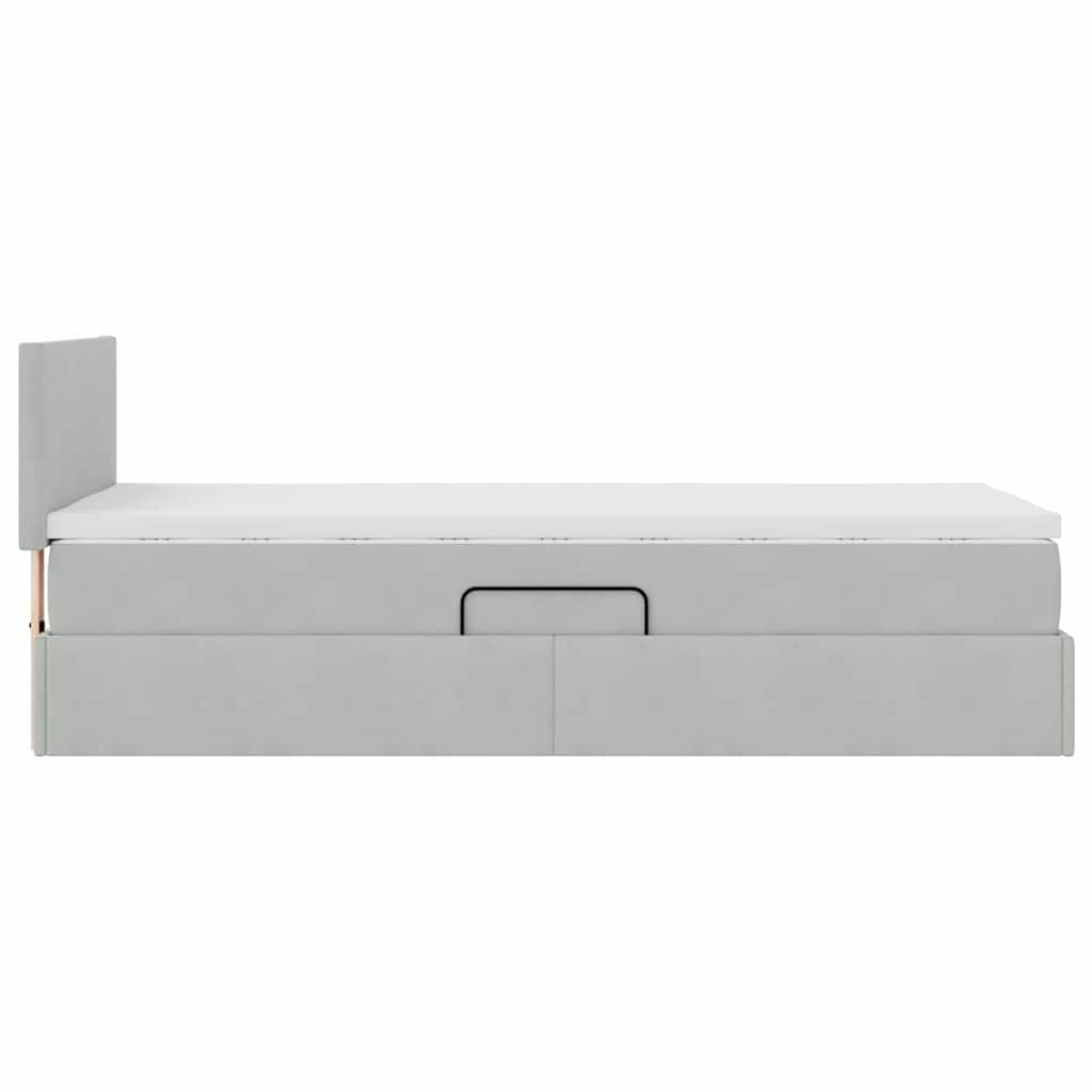 Lit de Rangement avec matelas Gris clair 90 x 200 cm Velours - XIOS