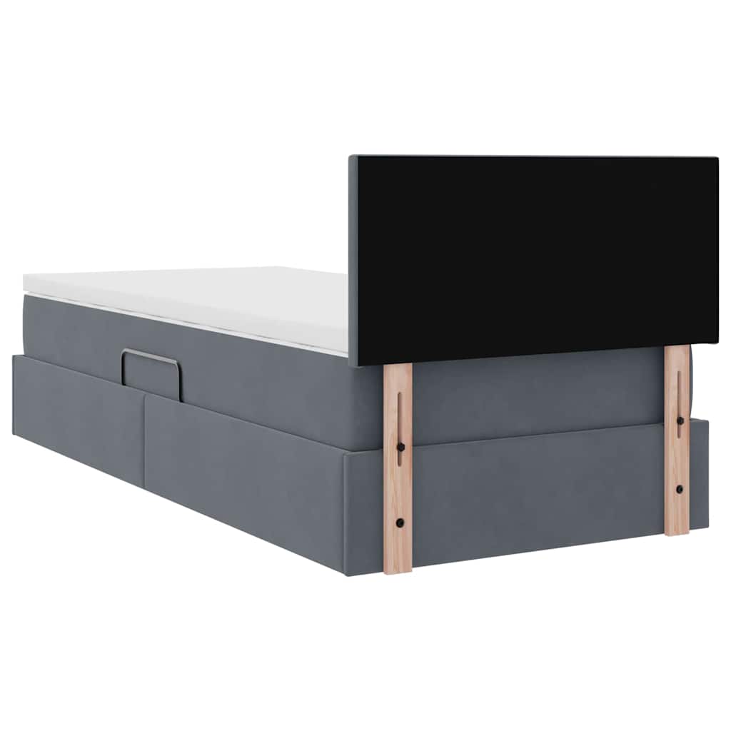 Lit de Rangement avec matelas Gris foncé 90 x 200 cm Velours - XIOS
