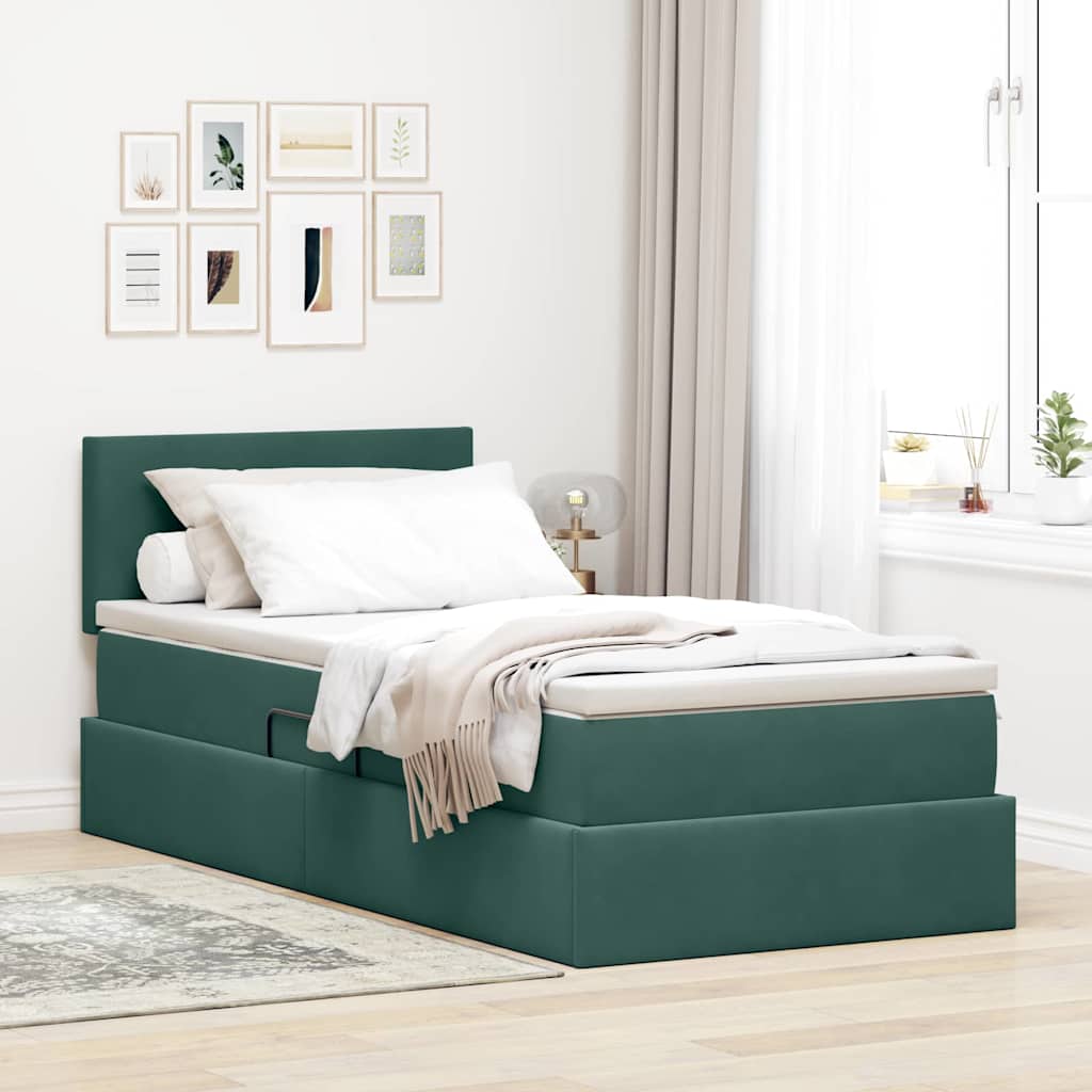 Lit de Rangement avec matelas Vert foncé 90 x 200 cm Velours - XIOS