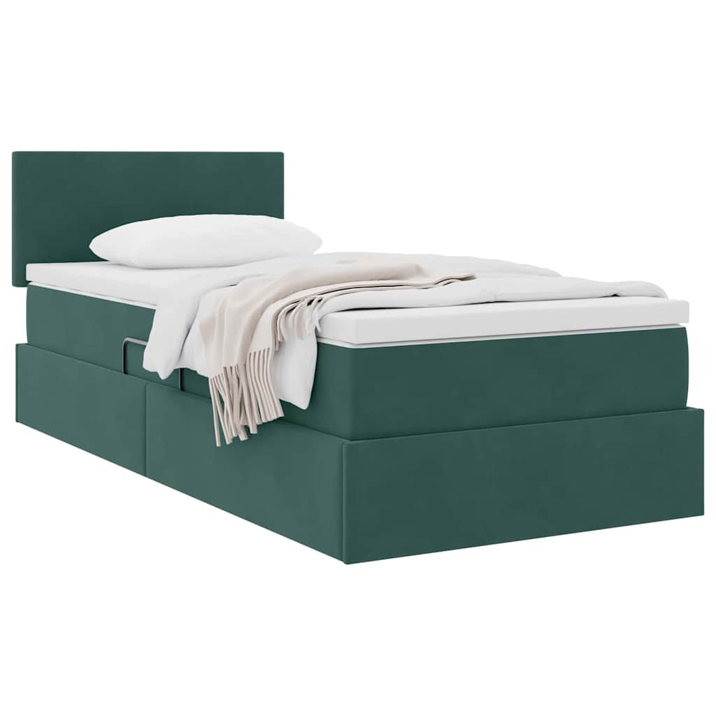Lit de Rangement avec matelas Vert foncé 90 x 200 cm Velours - XIOS