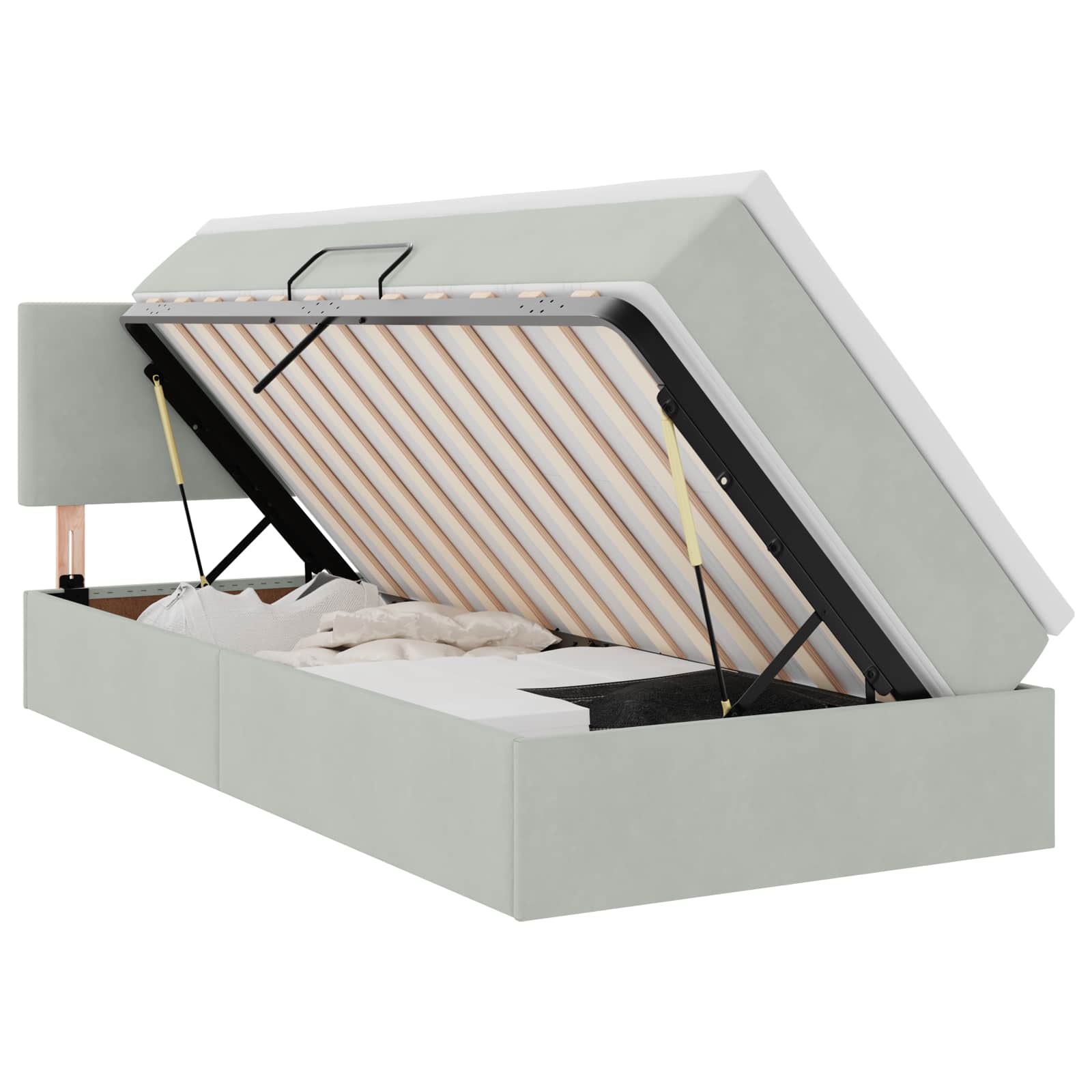 Lit de Rangement avec matelas Gris clair 100 x 200 cm Velours - XIOS