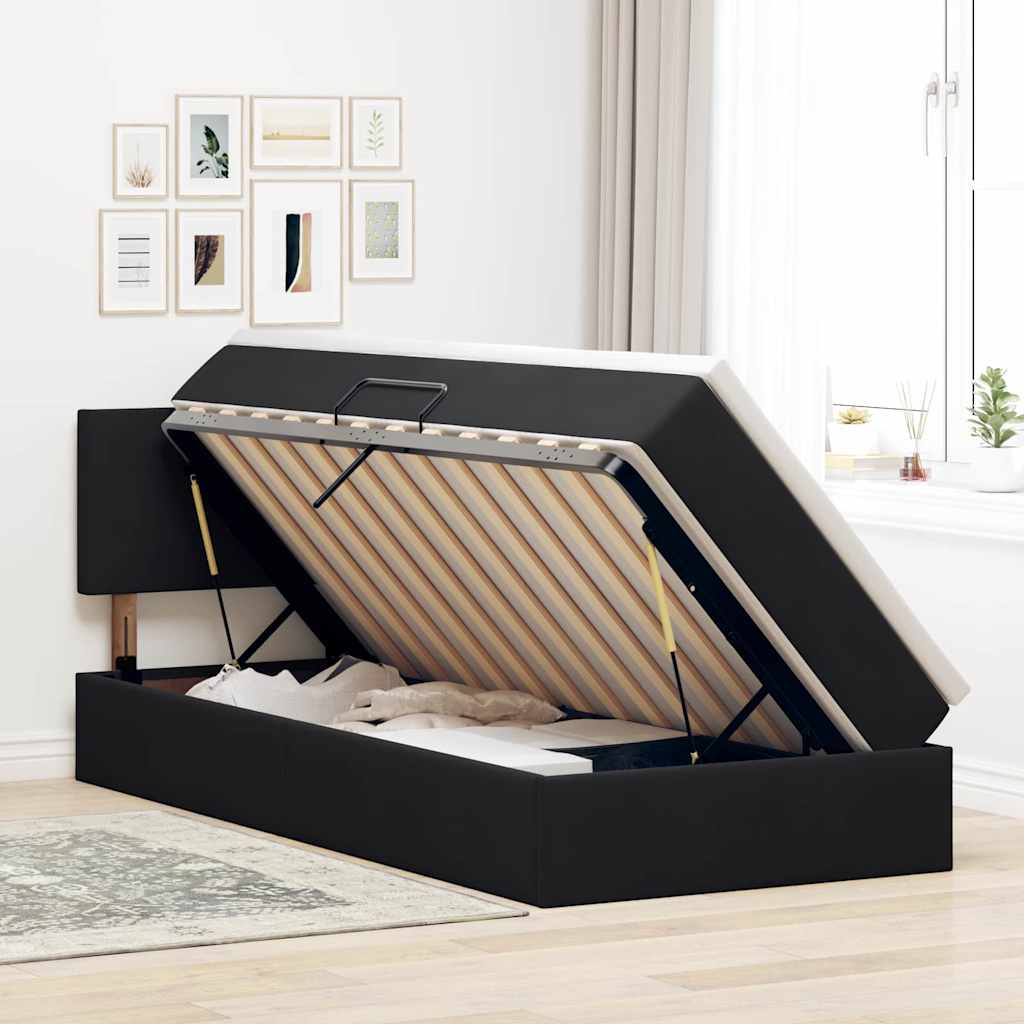 Lit de Rangement avec matelas Noir 100 x 200 cm Velours - XIOS