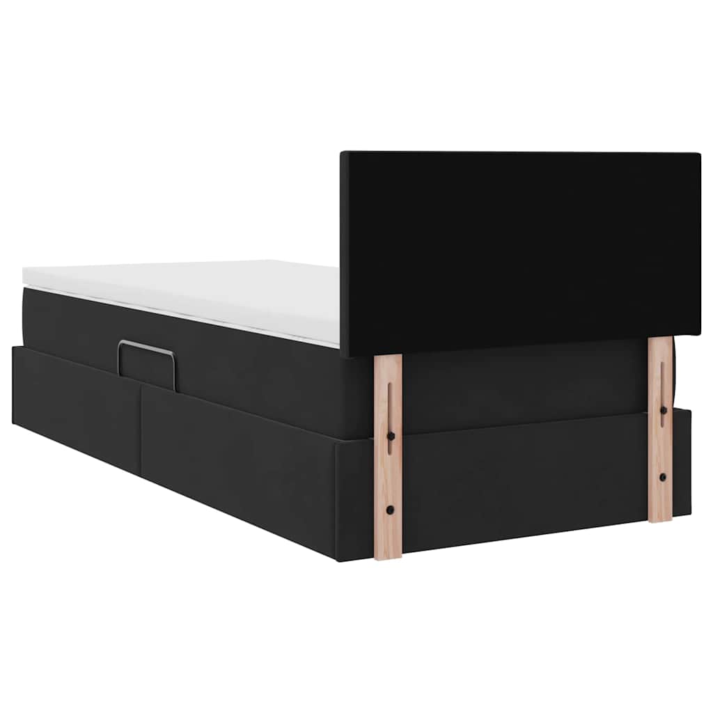Lit de Rangement avec matelas Noir 100 x 200 cm Velours - XIOS