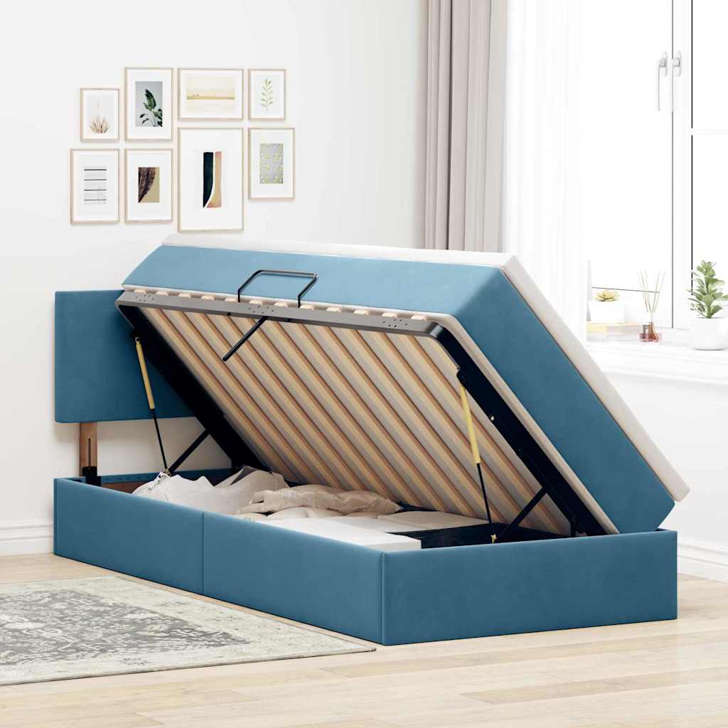 Lit de Rangement avec matelas Bleu foncé 100 x 200 cm Velours - XIOS