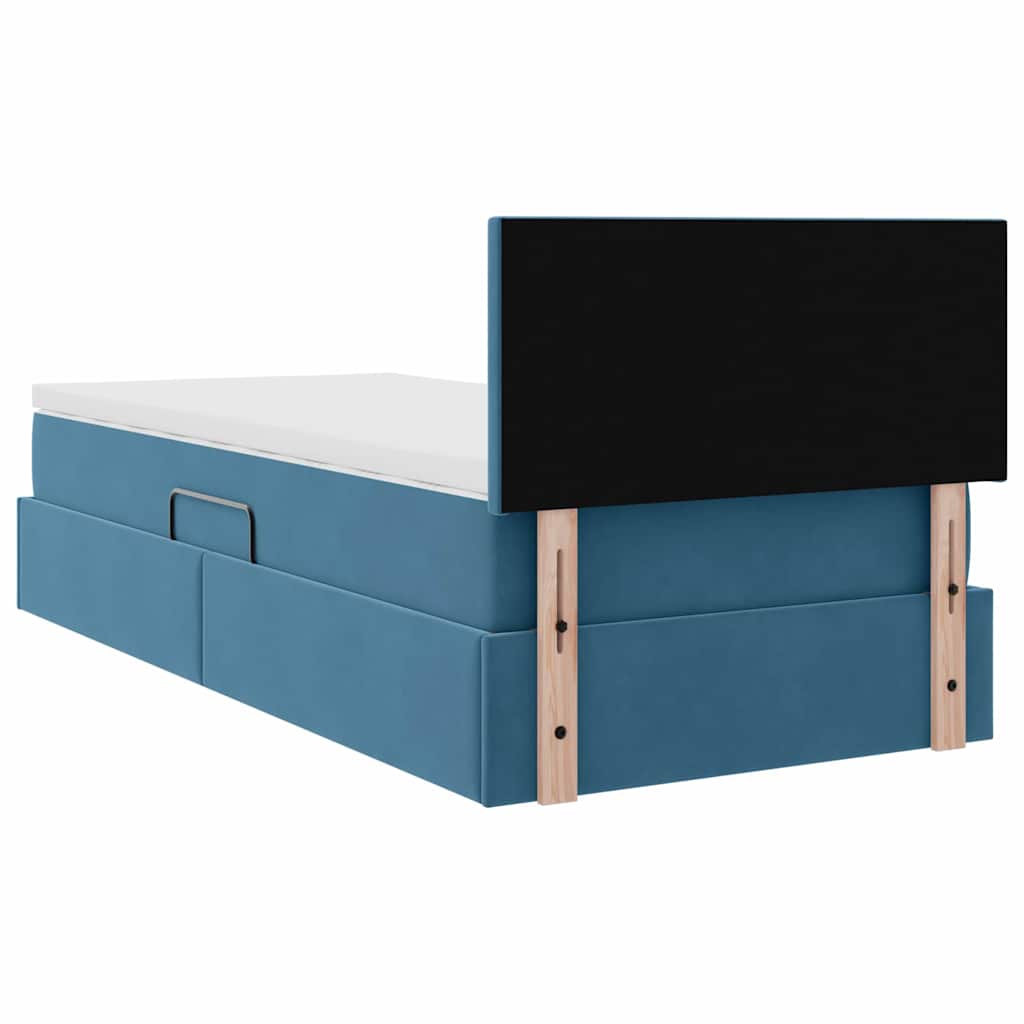 Lit de Rangement avec matelas Bleu foncé 100 x 200 cm Velours - XIOS