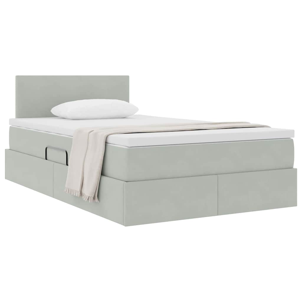 Lit de Rangement avec matelas Gris clair 120 x 190 cm Velours - XIOS