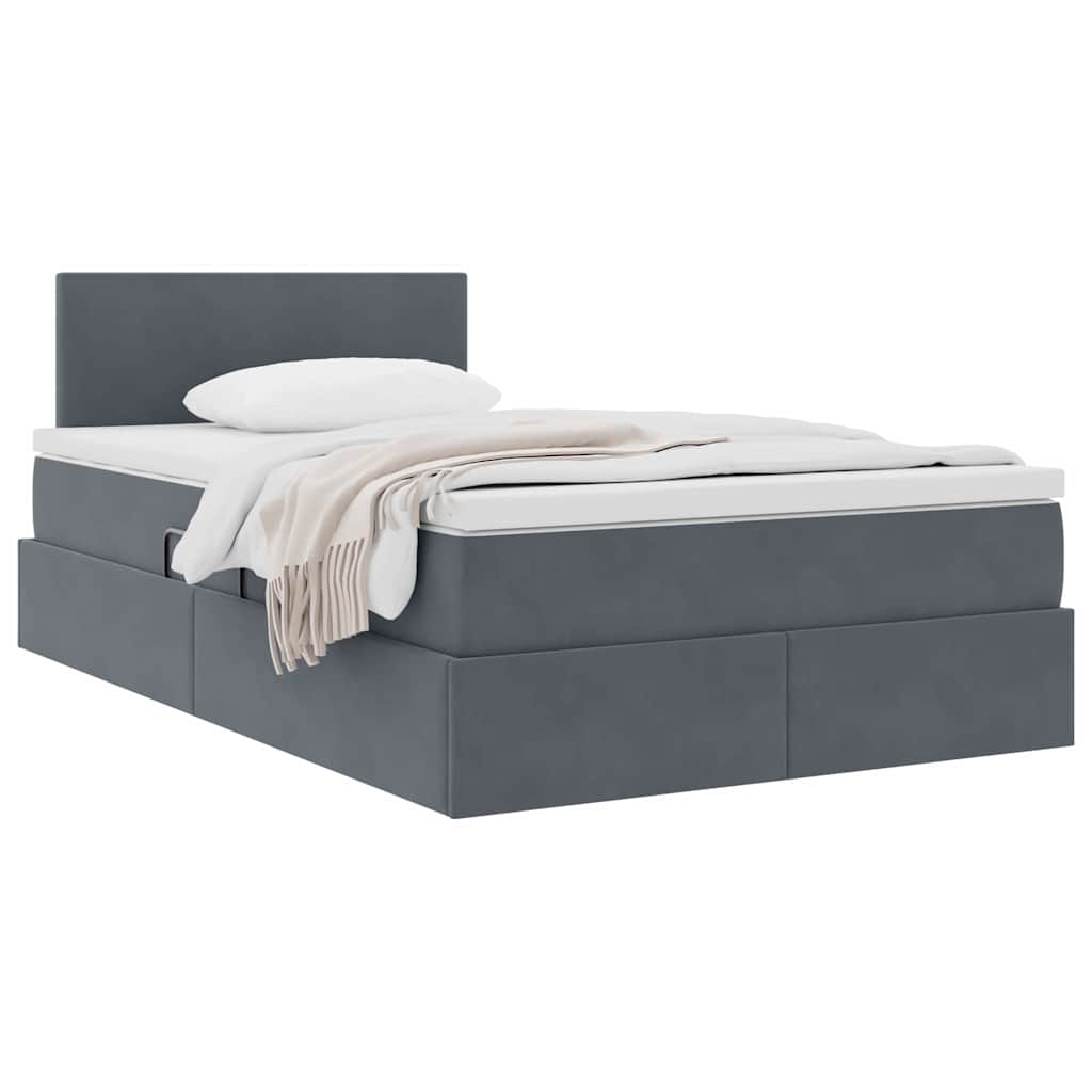 Lit de Rangement avec matelas Gris foncé 120 x 200 cm Velours - XIOS