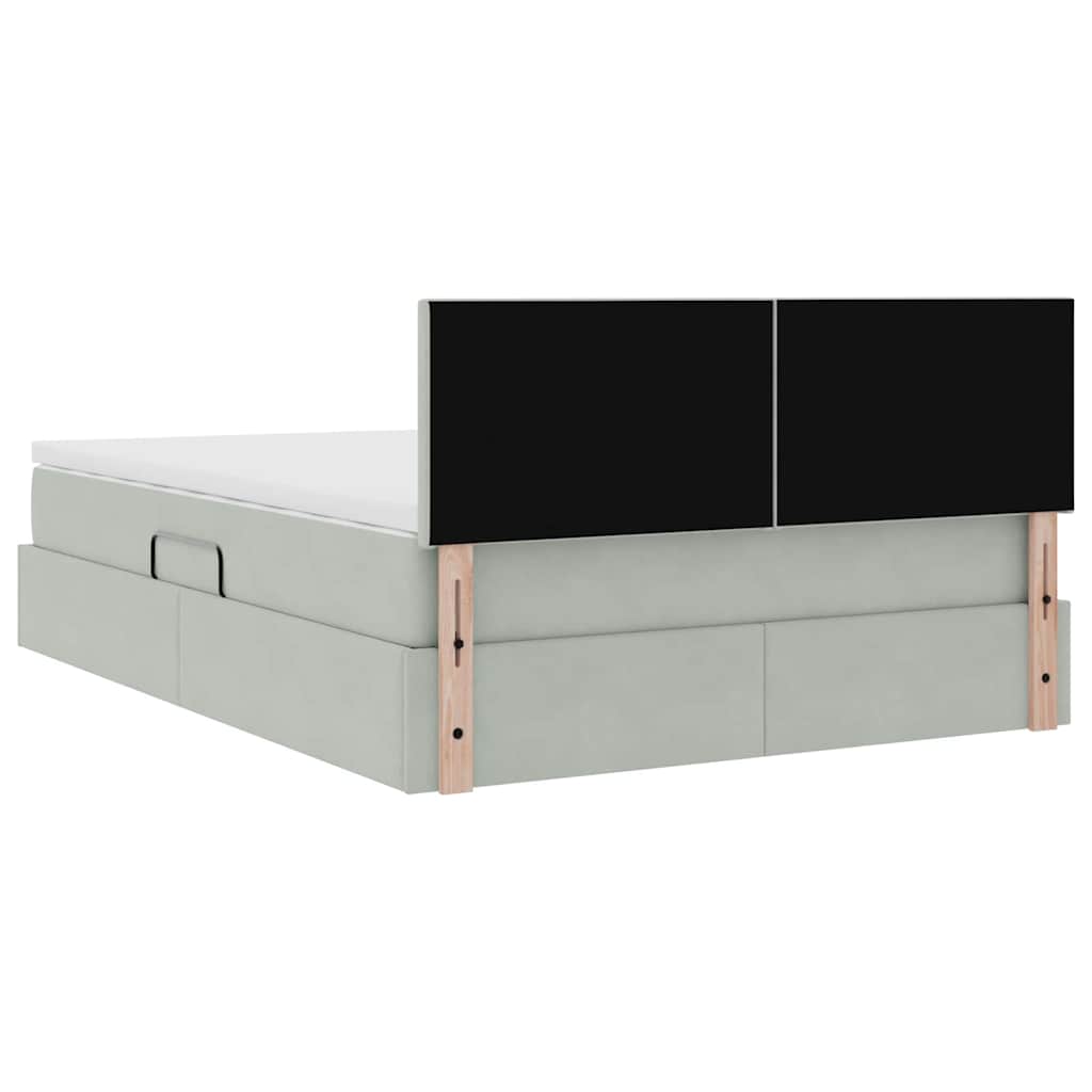 Lit de Rangement avec matelas Gris clair 140 x 190 cm Velours - XIOS