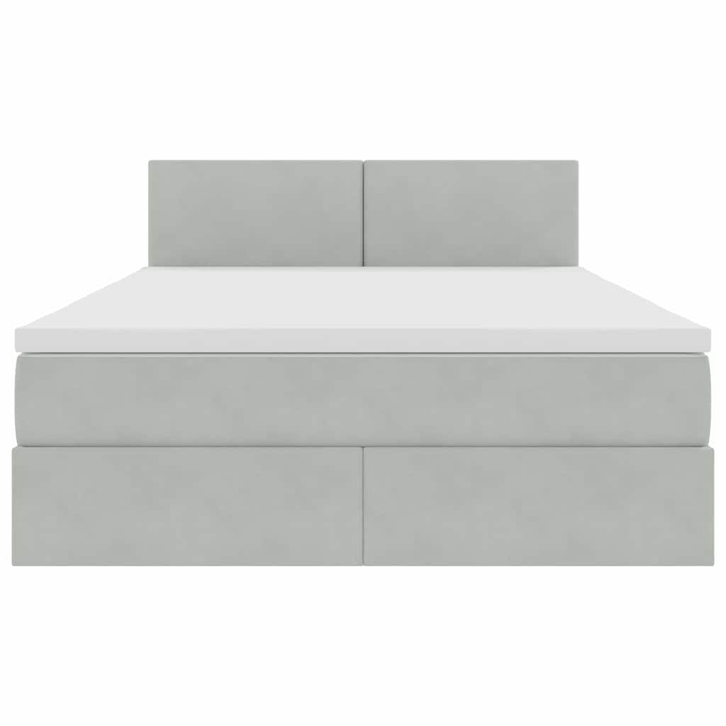 Lit de Rangement avec matelas Gris clair 140 x 190 cm Velours - XIOS