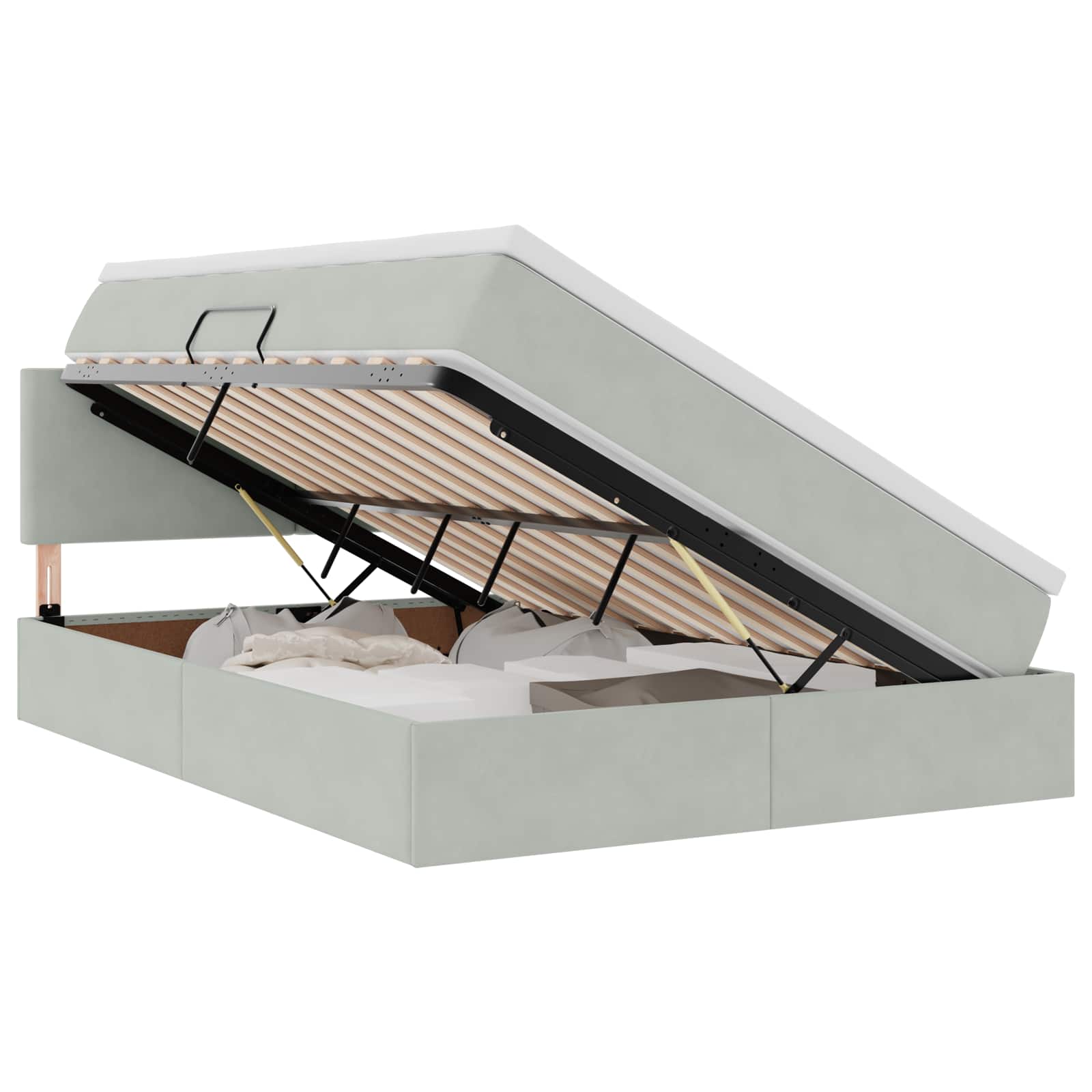 Lit de Rangement avec matelas Gris clair 140 x 200 cm Velours - XIOS