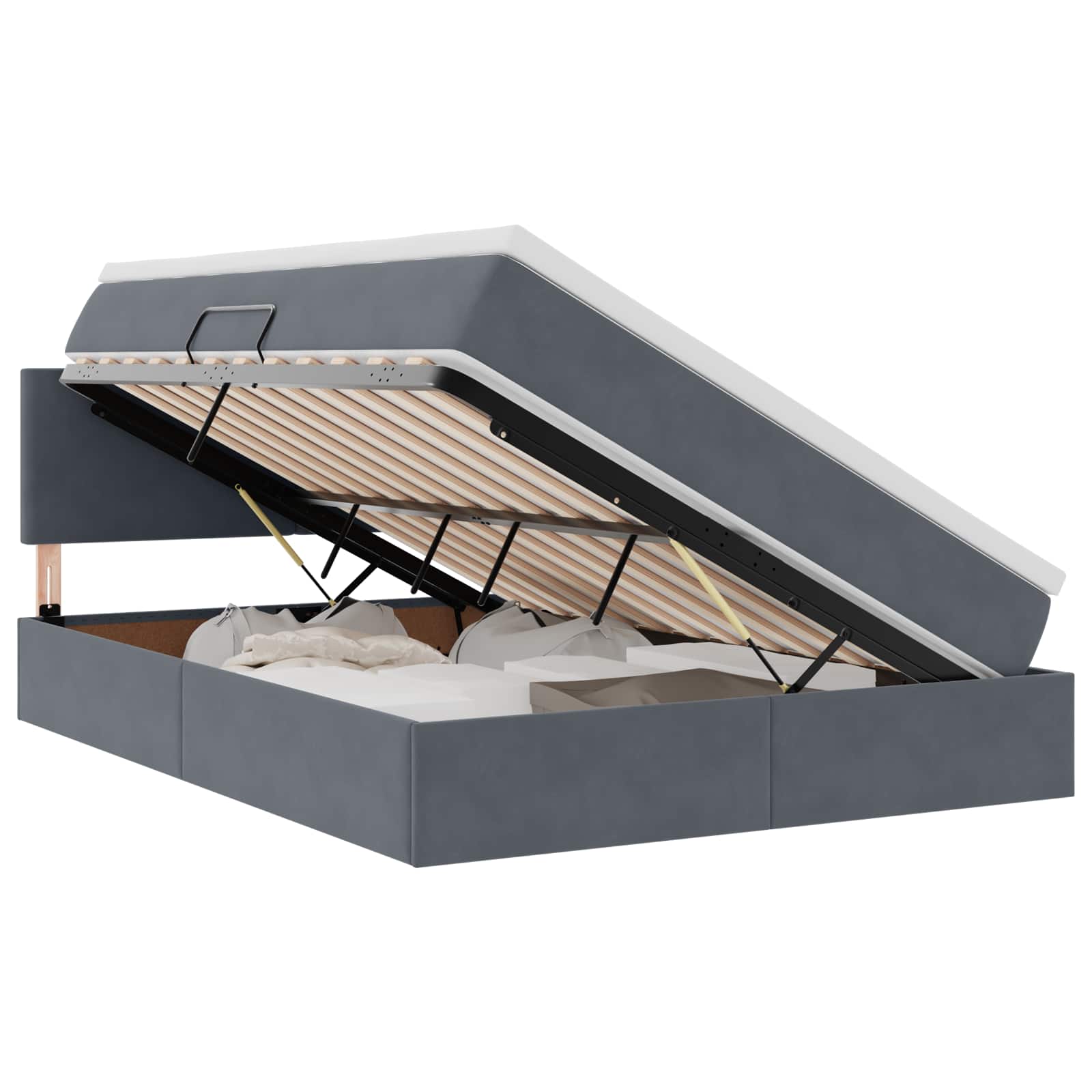 Lit de Rangement avec matelas Gris foncé 140 x 200 cm Velours - XIOS