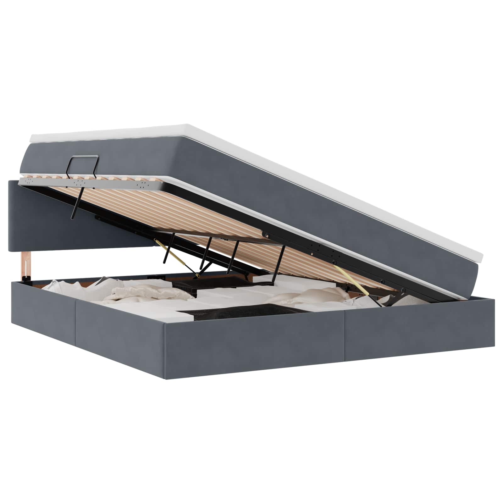 Lit de Rangement avec matelas Gris foncé 160 x 200 cm Velours - XIOS