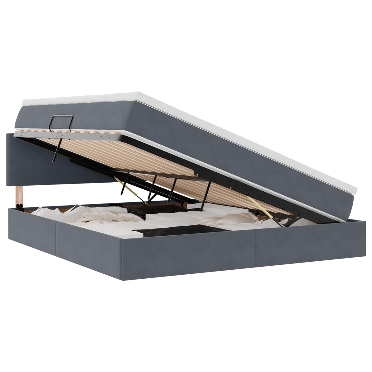 Lit de Rangement Gris foncé 160 x 200 cm Velours