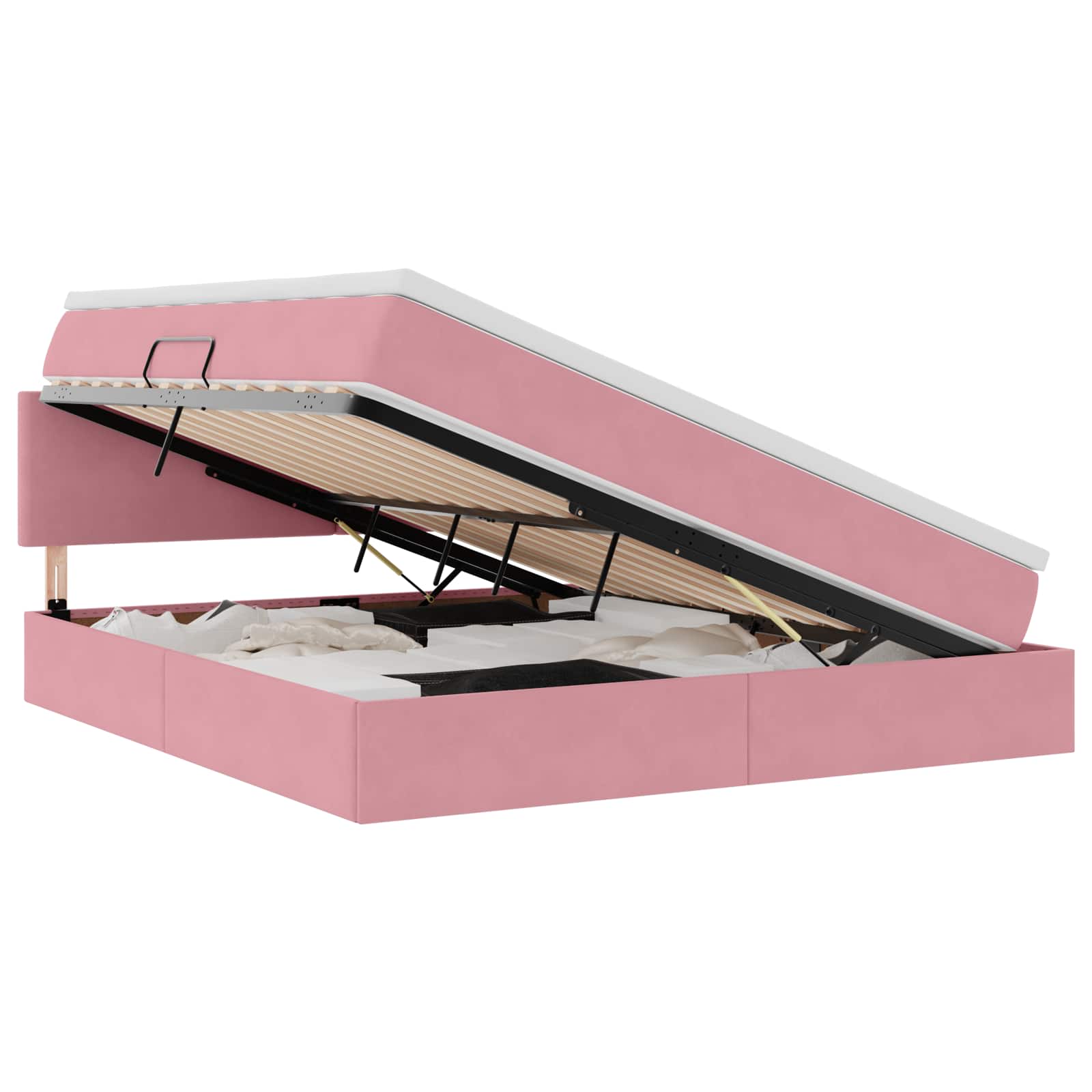 Lit de Rangement avec matelas Rose 160 x 200 cm Velours - XIOS