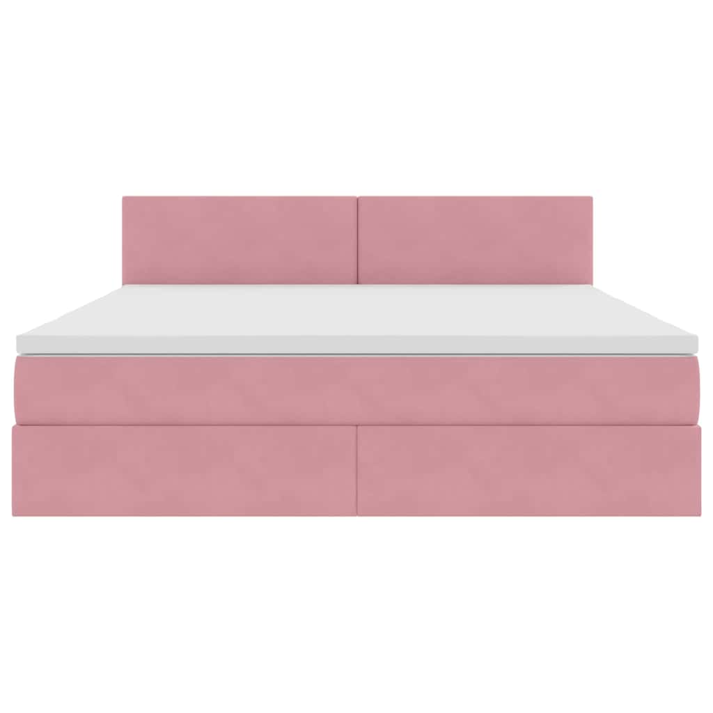 Lit de Rangement avec matelas Rose 160 x 200 cm Velours - XIOS