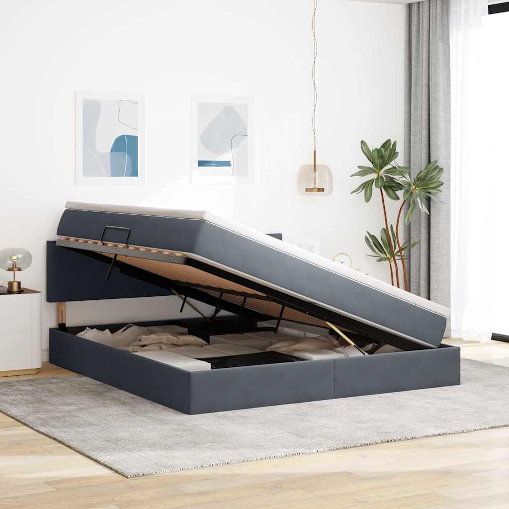 Lit de Rangement avec matelas Gris foncé 180 x 200 cm Velours - XIOS