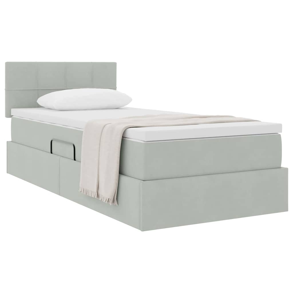 Lit de Rangement avec matelas Gris clair 90 x 200 cm Velours - XIOS