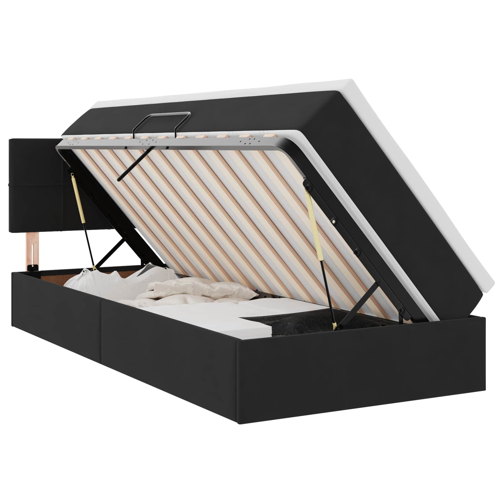 Lit de Rangement avec tête de lit Noir 90 x 200 cm Velours