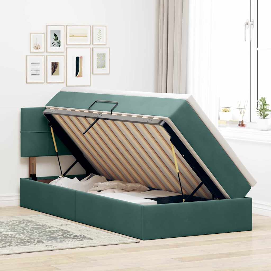 Lit de Rangement avec matelas Vert foncé 90 x 200 cm Velours - XIOS