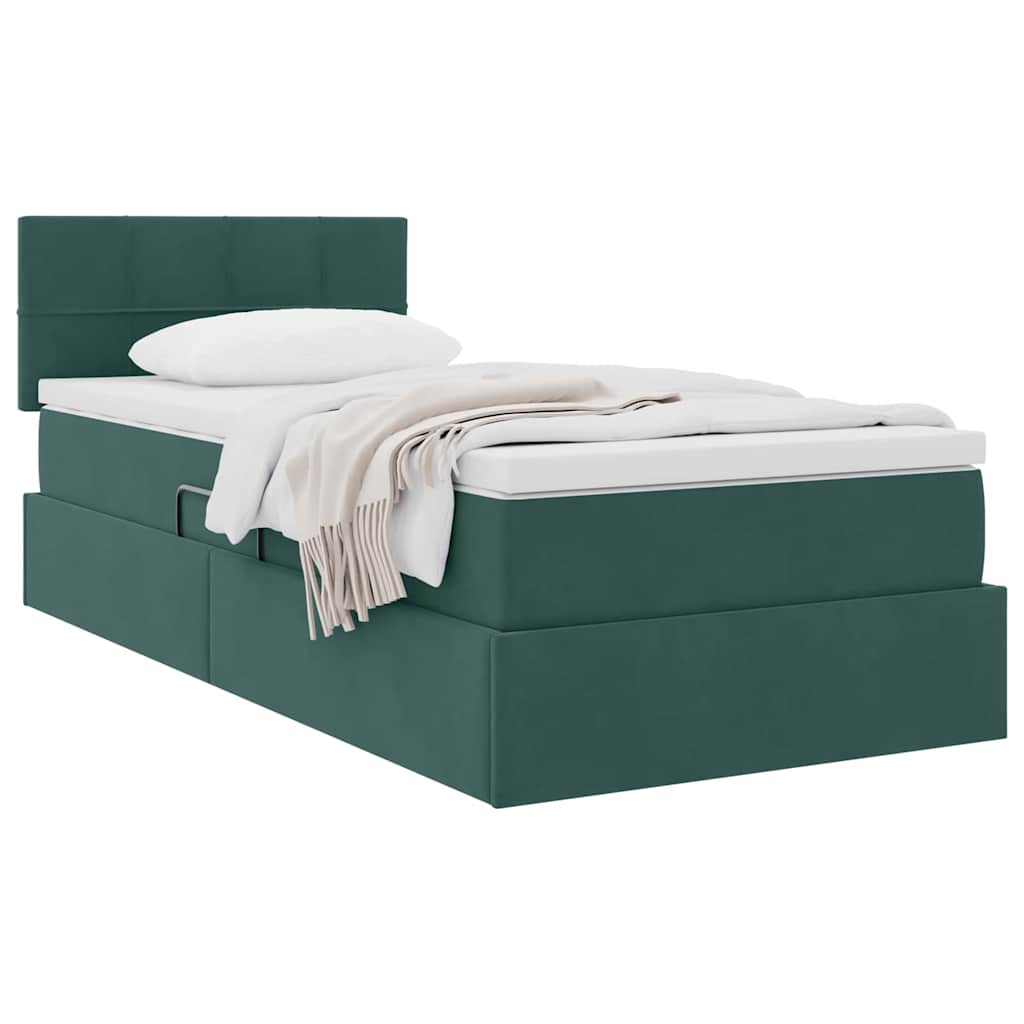 Lit de Rangement avec matelas Vert foncé 90 x 200 cm Velours - XIOS