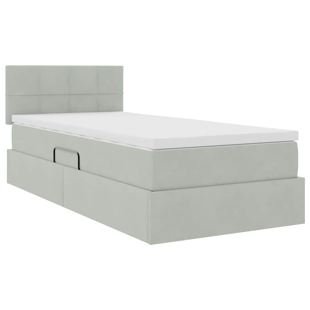Lit de Rangement avec matelas Gris clair 100 x 200 cm Velours - XIOS